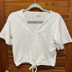 Madewell Cream Short Sleeve Wrap Top